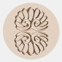 Peach Damask Wedding Ronde Sticker