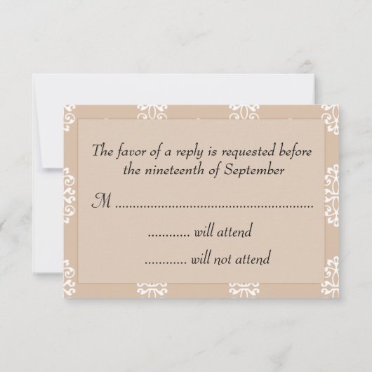 Peach Damask Wedding RSVP (Achterkant)