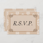 Peach Damask Wedding RSVP (Voorkant / Achterkant)