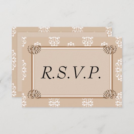 Peach Damask Wedding RSVP (Voorkant / Achterkant)
