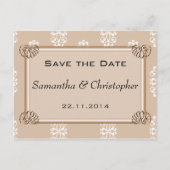 Peach Damask Wedding Save the Date Aankondigingskaart (Voorkant)