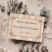 Peach Damask Wedding Save the Date Aankondigingskaart
