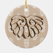 Peach Damask Wedding Save the Date Keramisch Ornament (Achterkant)