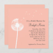 Peach Dandelion Bridal Shower-uitnodiging Kaart (Voorkant / Achterkant)