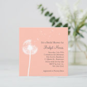 Peach Dandelion Bridal Shower-uitnodiging Kaart (Staand voorkant)