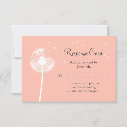 Peach Dandelion RSVP Kaartje (Voorkant)