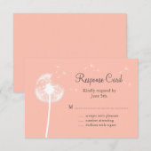 Peach Dandelion RSVP Kaartje (Voorkant / Achterkant)