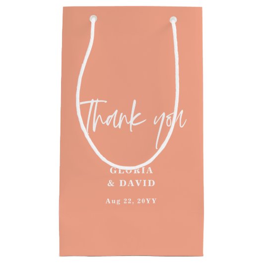 Peach Dank u bruiloft Klein Cadeauzakje (Voorkant)
