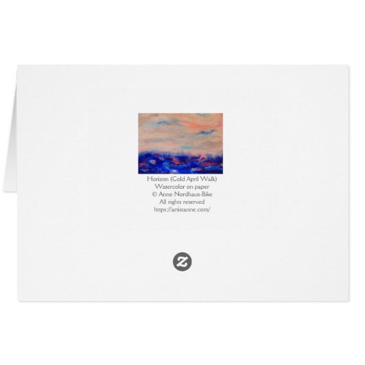 Peach Dark Blue Impressionist Horizon Waterverf (Achterkant Horizontaal)