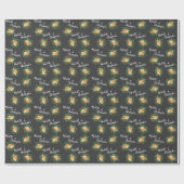 Peach Dark Gray Wedding Rozen Floral Cadeaupapier (Vlak)