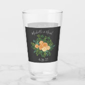 Peach Dark Gray Wedding Rozen Floral Glas (Achterkant)
