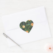 Peach Dark Gray Wedding Rozen Floral Hart Sticker (Envelop)