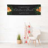 Peach Dark Gray Wedding Rozen Floral Spandoek (Insitu)