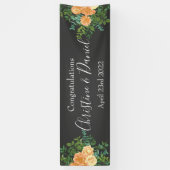 Peach Dark Gray Wedding Rozen Floral Spandoek (Verticaal)