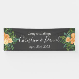 Peach Dark Gray Wedding Rozen Floral Spandoek
