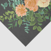 Peach Dark Gray Wedding Rozen Floral Tissuepapier (Detail)