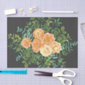 Peach Dark Gray Wedding Rozen Floral Tissuepapier (Craft)