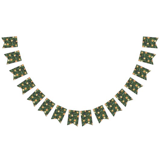 Peach Dark Gray Wedding Rozen Floral Vlaggetjes (Alle)