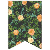 Peach Dark Gray Wedding Rozen Floral Vlaggetjes (Tweede vlag)