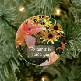  Peach Daylilies en Emerson Quote Keramisch Ornament