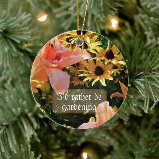  Peach Daylilies en Emerson Quote Keramisch Ornament (Boom)