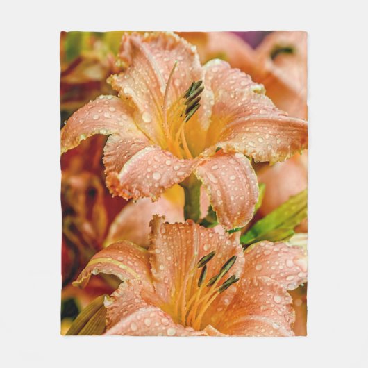 Peach Daylily Fleece Deken (Voorkant)