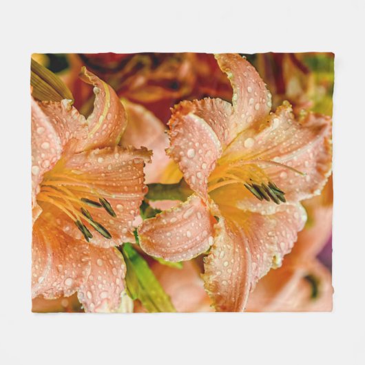 Peach Daylily Fleece Deken (Voorkant (Horizontaal))