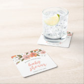 Peach Delicate Floral Baby shower Kartonnen Onderzetters (Insitu)