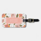 Peach Delicate Floral Bagagelabel (Voorkant horizontaal)
