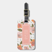 Peach Delicate Floral Bagagelabel (Voorkant verticaal)