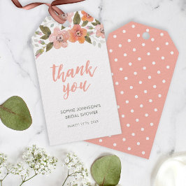 Peach Delicate Floral Bedankt voor elk evenement Cadeaulabel