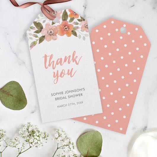 Peach Delicate Floral Bedankt voor elk evenement Cadeaulabel
