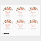 Peach Delicate Floral Bedankt voor elk evenement Ronde Sticker (Vel)