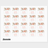 Peach Delicate Floral Bridal Brunch Vierkante Sticker (Vel)