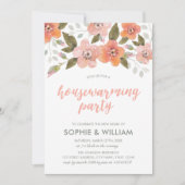 Peach Delicate Floral Housewarming Party Kaart (Voorkant)
