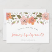 Peach Delicate Floral Junior Bridesmaid Kaart (Voorkant)