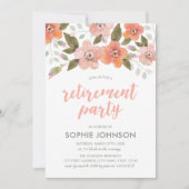 Peach Delicate Floral Retirement Party Invitation Kaart (Voorkant)