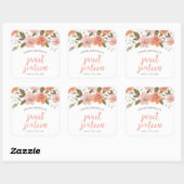Peach Delicate Floral Sweet Sixteen Vierkante Sticker (Vel)