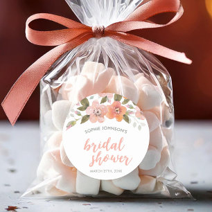 Peach Delicate Floral Vrijgezellenfeest Ronde Sticker