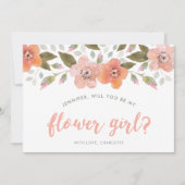 Peach Delicate Floral zal je mijn Bloemenmeisje zi Kaart (Voorkant)