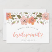 Peach Delicate Floral zal je mijn Bridesmaid zijn Kaart (Voorkant)