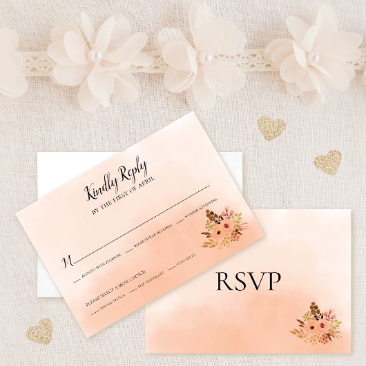 Peach Delight Ombre Bruiloft RSVP Kaart