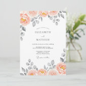 Peach Delightful Watercolor Wedding Kaart (Staand voorkant)