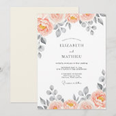 Peach Delightful Watercolor Wedding Kaart (Voorkant / Achterkant)