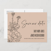 PEACH DESERT CACTI SUCCULENT SKETCH BEWAAKT DE DAT AANKONDIGINGSKAART (Voorkant / Achterkant)