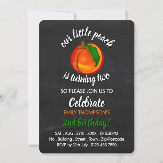 Peach Design, onze kleine perzik, verjaardag Kaart (Voorkant)