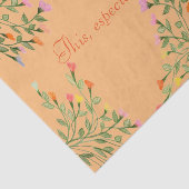 Peach Designer Bloemen Hart Weefsel Tissuepapier (Detail)