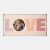 Peach Dog Photo Love Typografie Desk Mat (Voorkant)