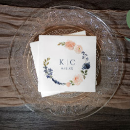 Peach & Dusty Blue Botanical Garden Vrijgezellenfe Servet