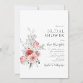 Peach Dusty Blue Floral Bridal Shower Kaart (Voorkant)